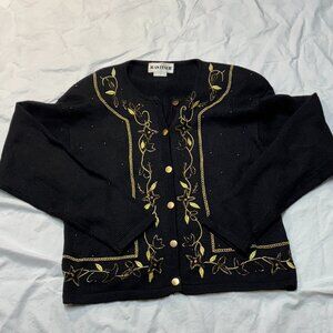 Vintage Joan Leslie Beaded Cardigan Sweater, Size M